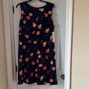Navy Floral Midi Dress